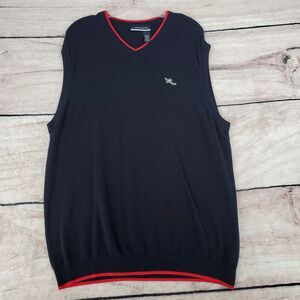 Rocawear Sweater Vest Mens 2XL Black V Neck Sleeveless Grandpa Urban Y2K Baggy